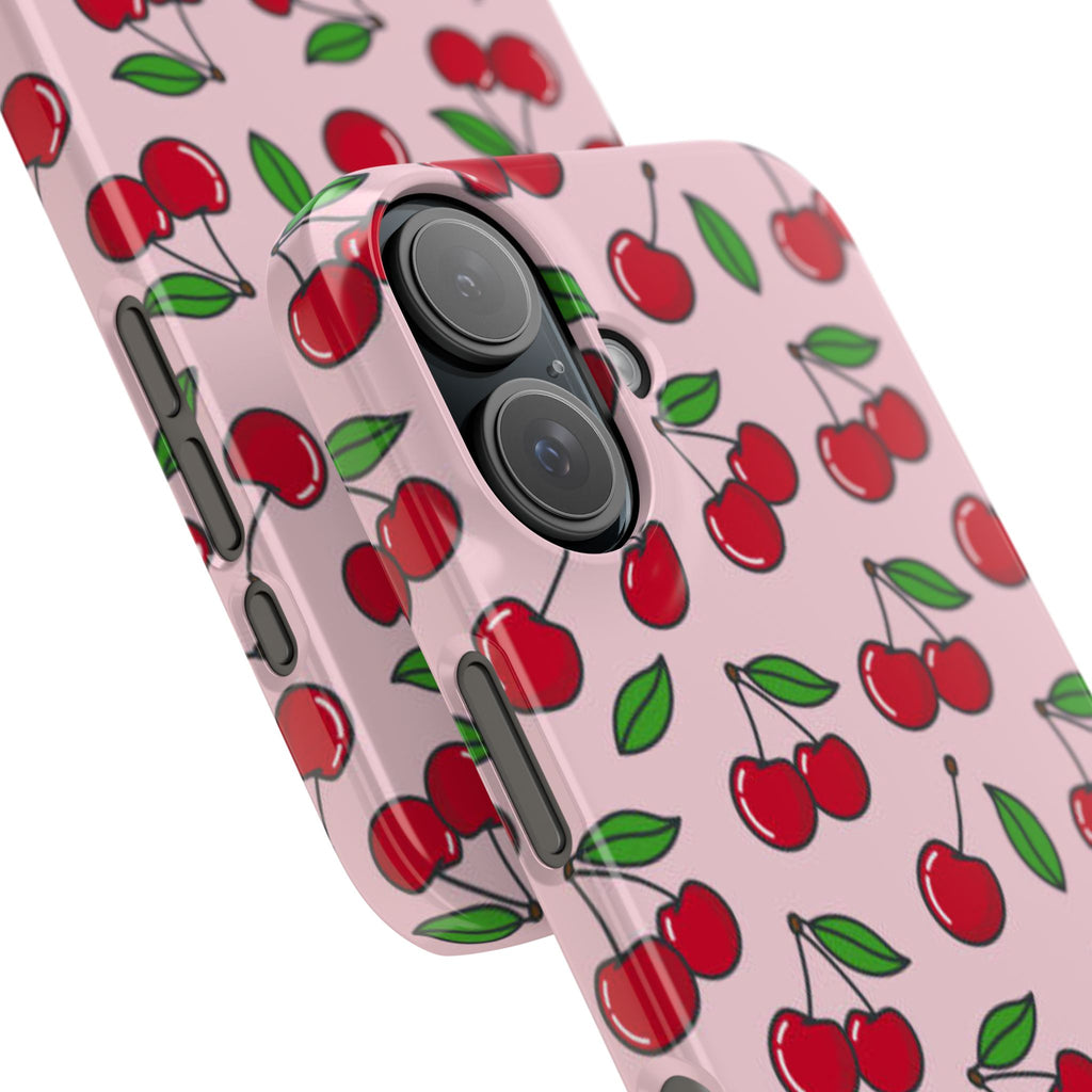 Cherry Pattern Slim Phone Case | Pink Cherry Print Phone Case