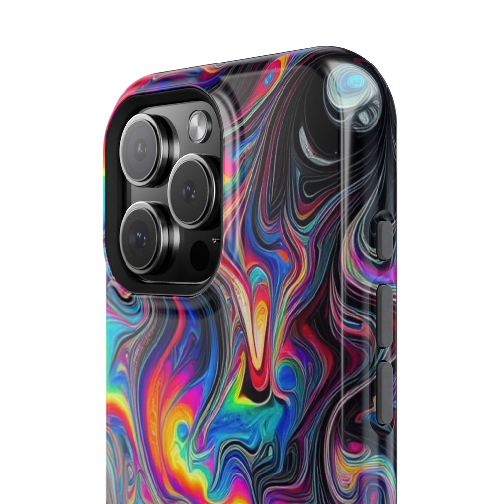 Impact-Resistant Phone Case — Iridescent Psychedelic Swirl