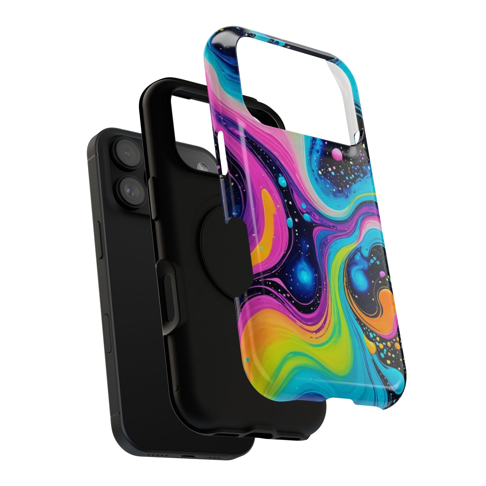 Impact-Resistant Phone Case — Neon Galaxy Swirl