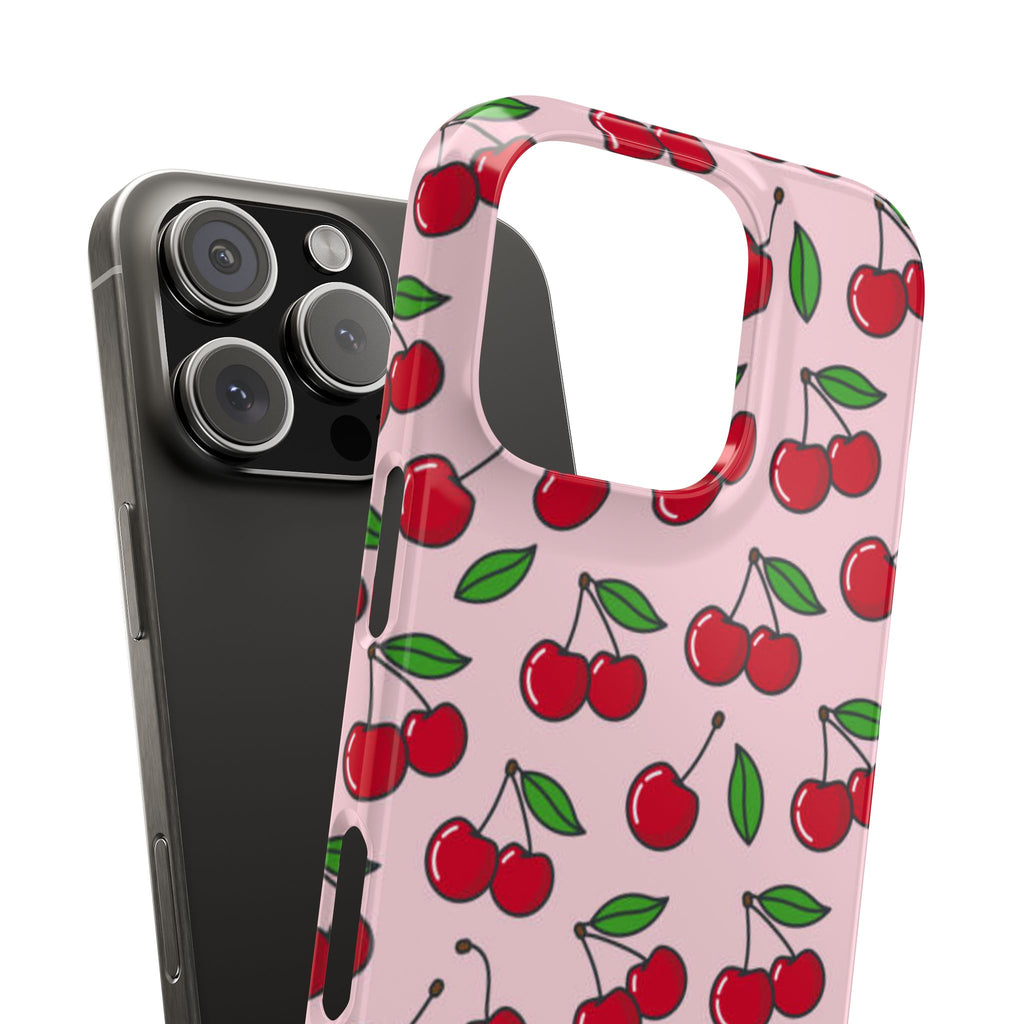 Cherry Pattern Slim Phone Case | Pink Cherry Print Phone Case