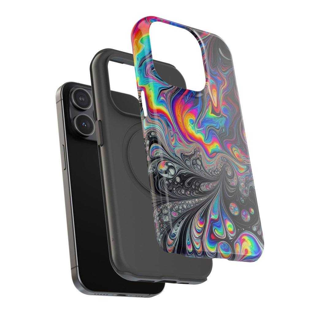 Impact-Resistant Phone Case — Iridescent Psychedelic Swirl