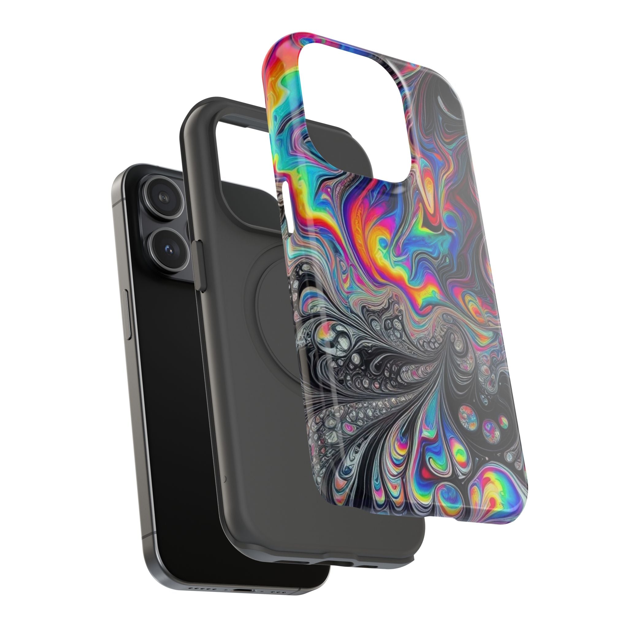 Impact-Resistant Phone Case — Iridescent Psychedelic Swirl
