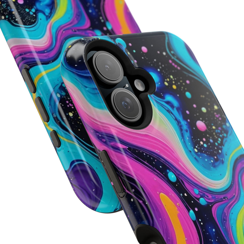 Impact-Resistant Phone Case — Neon Galaxy Swirl