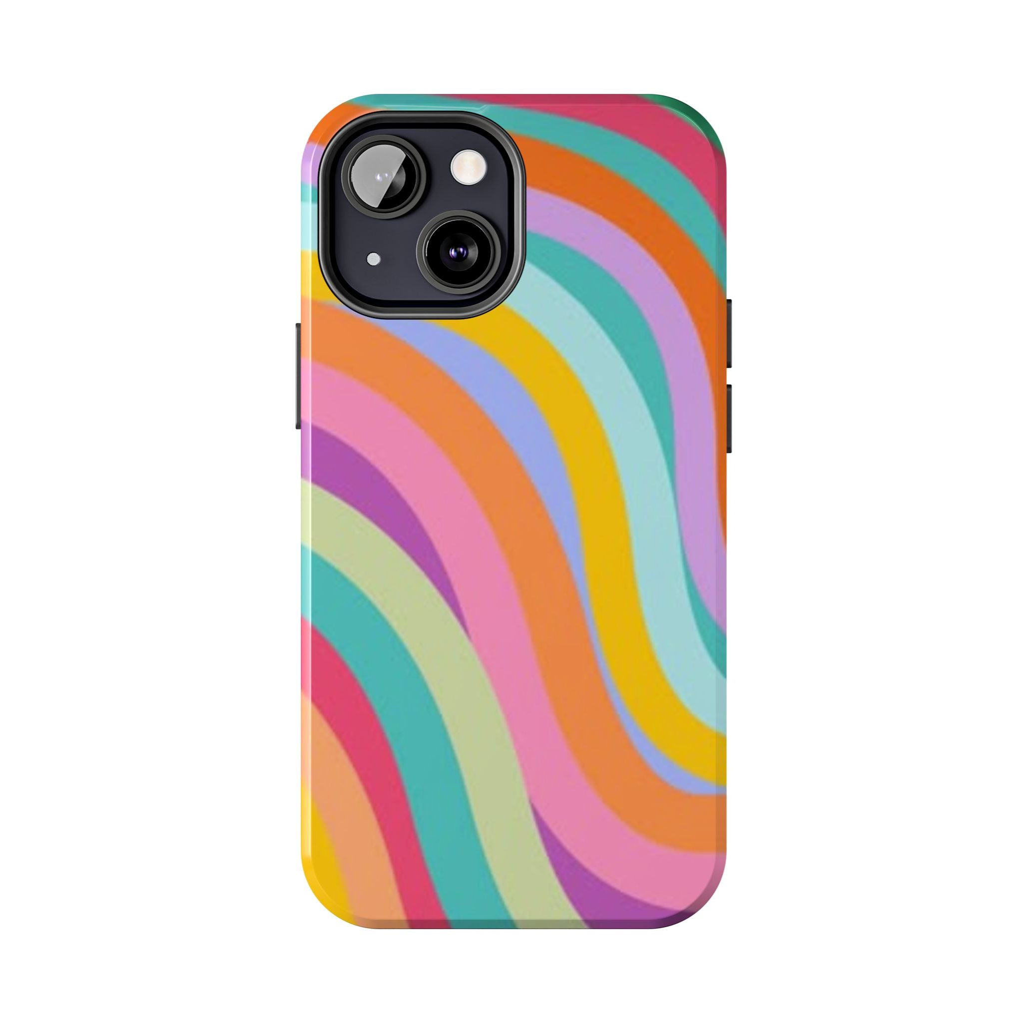 Retro Wavy Rainbow Stripes Phone Case | Colorful Abstract Pattern