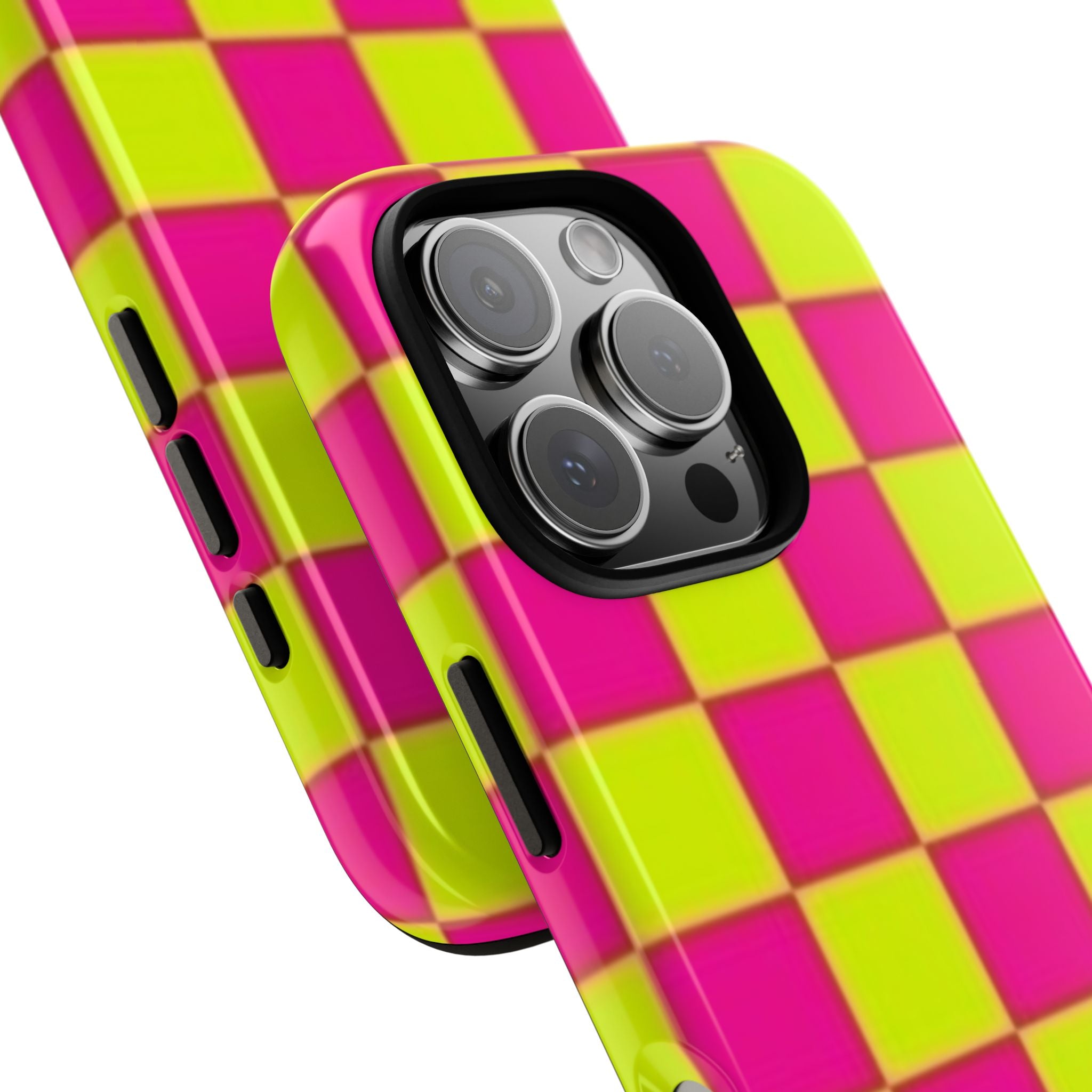 Hot Pink and Neon Yellow Checkerboard Phone Case