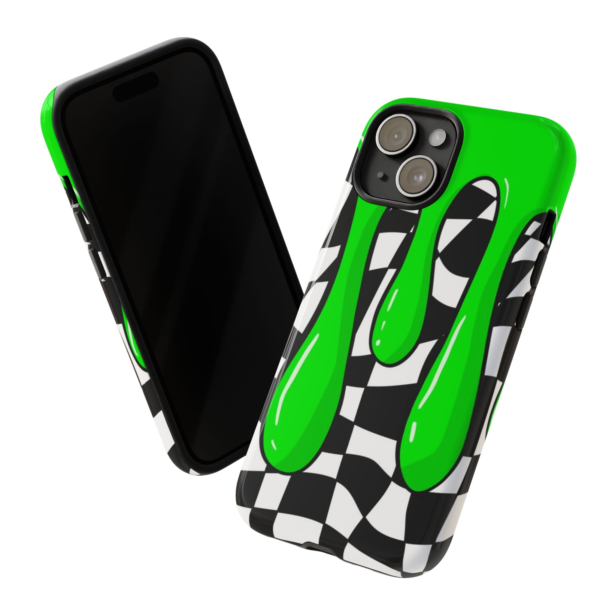Green Slime Drip Checkerboard Phone Case | Tough Cases
