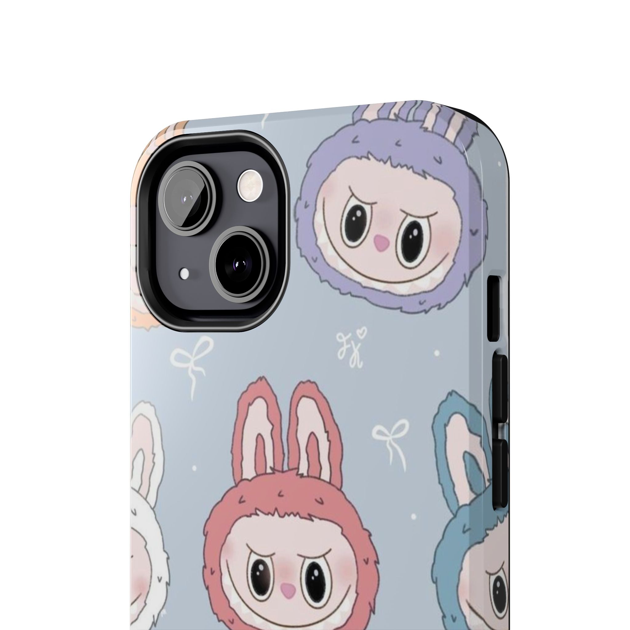 Kawaii Bunny Hood Faces Phone Case | Cute Pattern Pastel Protective Case