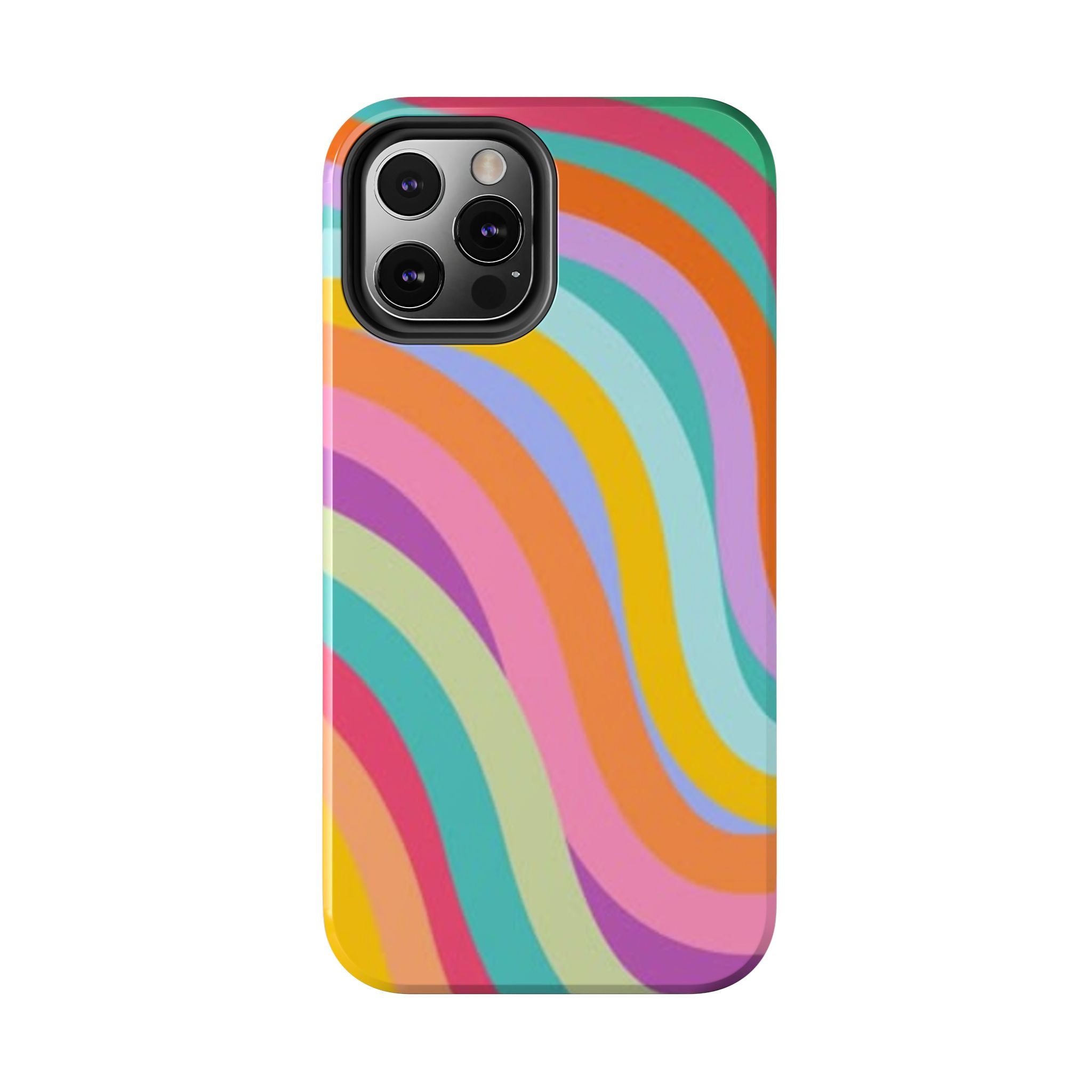Retro Wavy Rainbow Stripes Phone Case | Colorful Abstract Pattern