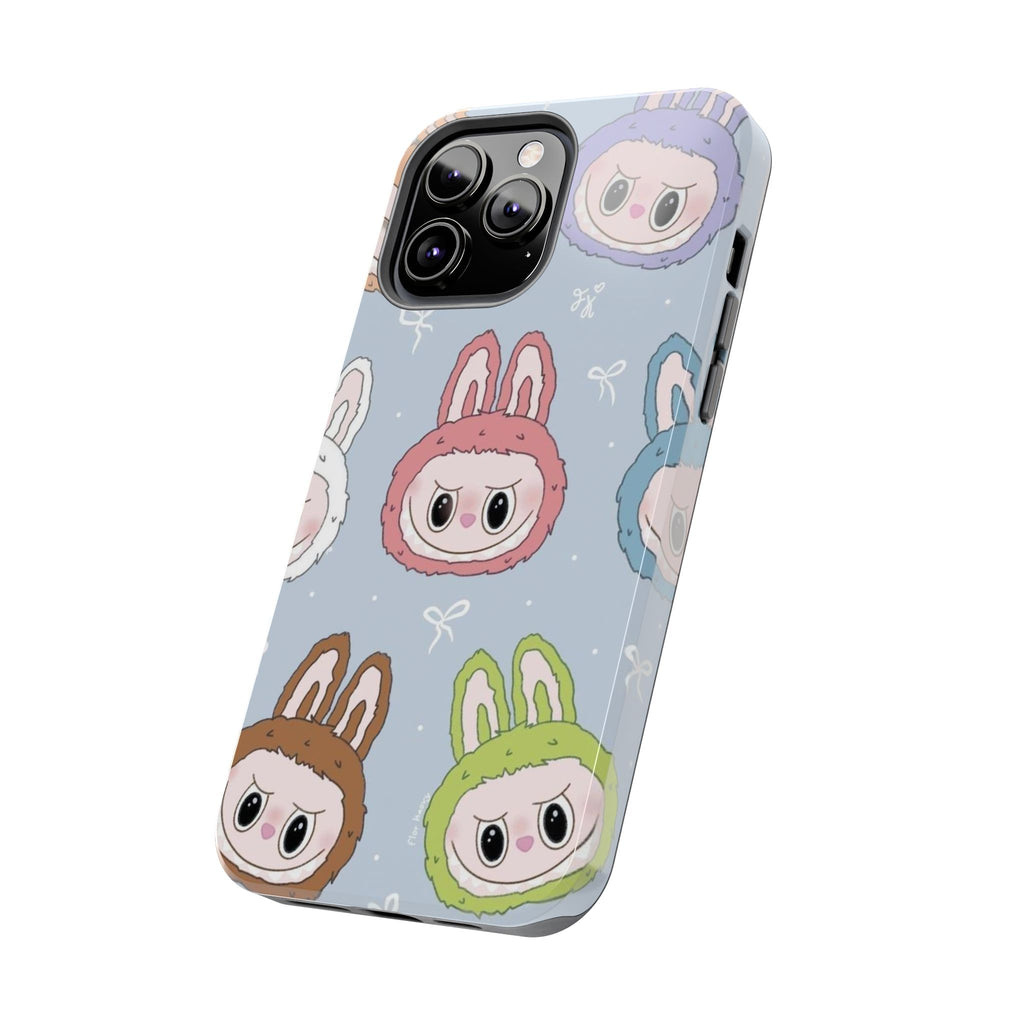 Kawaii Bunny Hood Faces Phone Case | Cute Pattern Pastel Protective Case