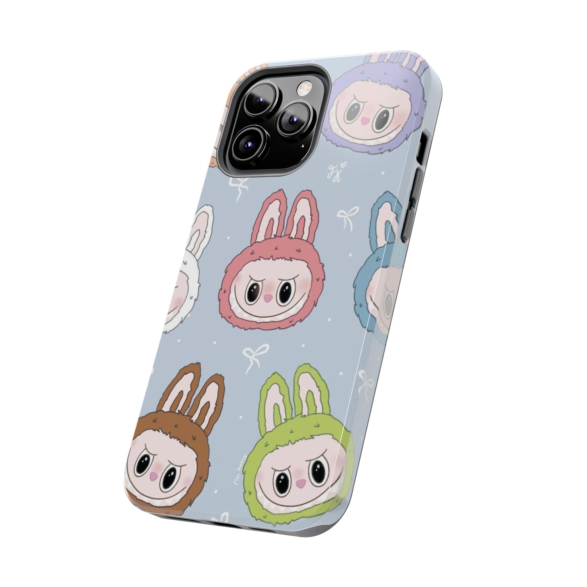 Kawaii Bunny Hood Faces Phone Case | Cute Pattern Pastel Protective Case