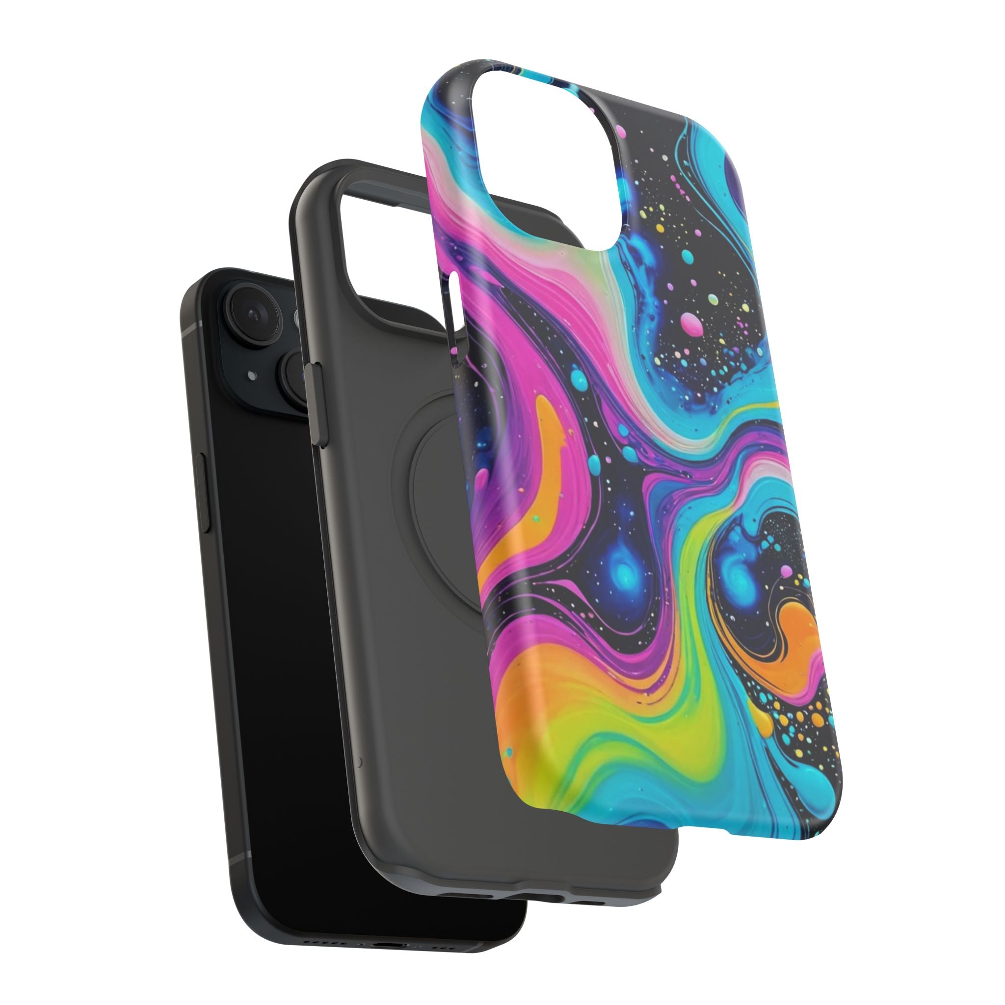 Impact-Resistant Phone Case — Neon Galaxy Swirl