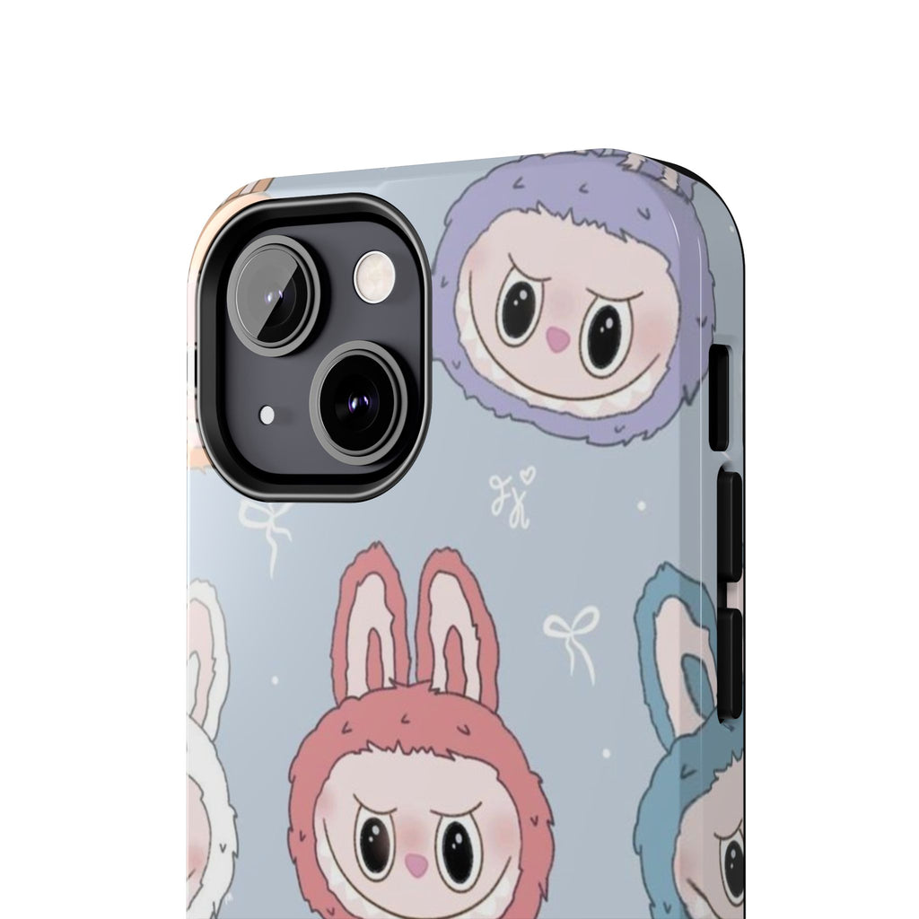 Kawaii Bunny Hood Faces Phone Case | Cute Pattern Pastel Protective Case