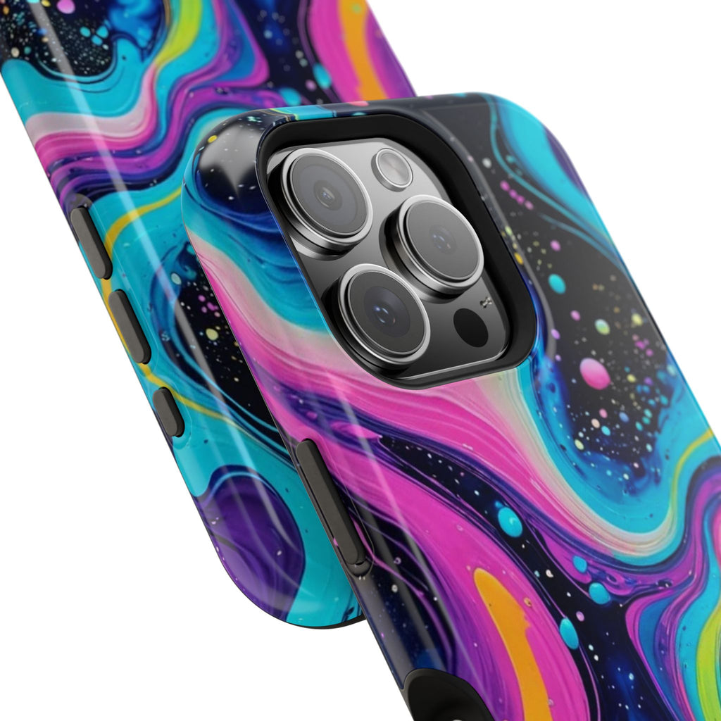 Impact-Resistant Phone Case — Neon Galaxy Swirl