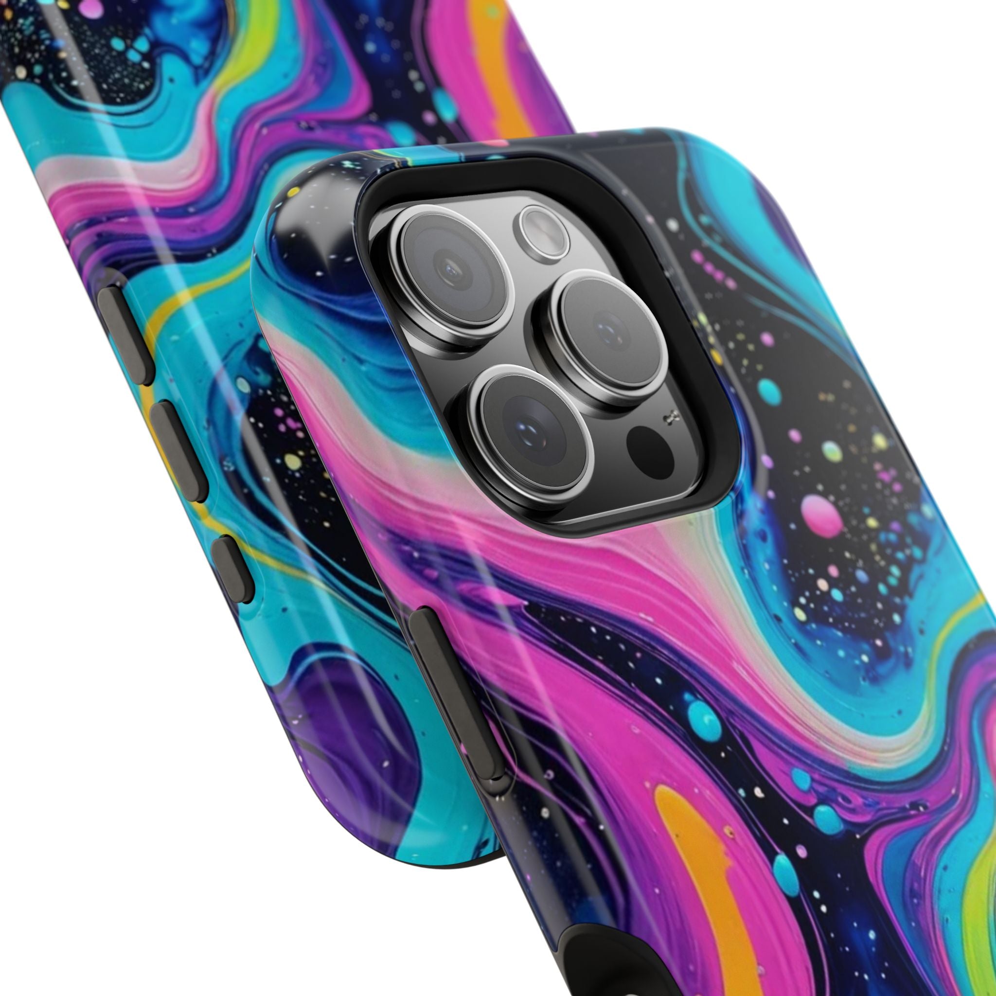 Impact-Resistant Phone Case — Neon Galaxy Swirl