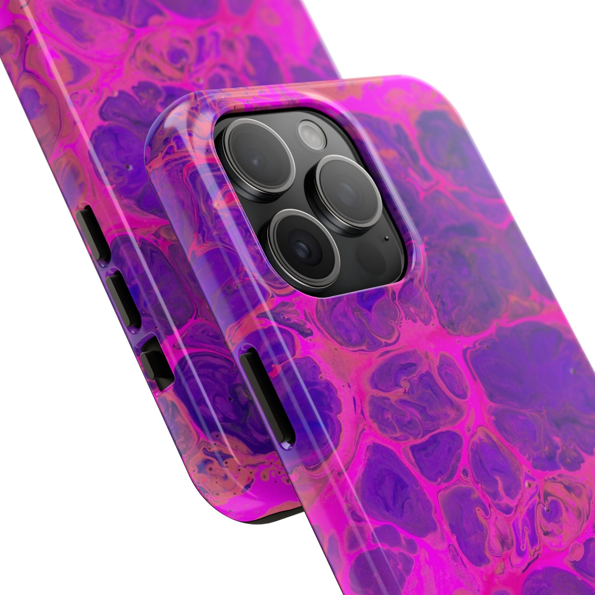 Pink Marble Tough Phone Case — Protective Abstract Swirl Design