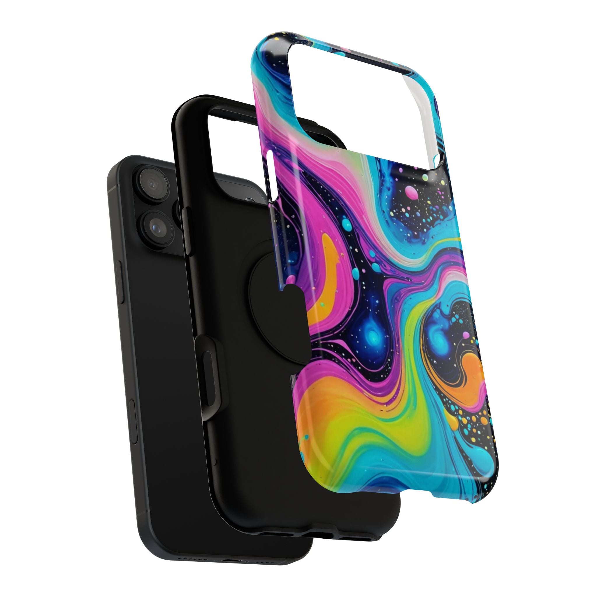 Impact-Resistant Phone Case — Neon Galaxy Swirl