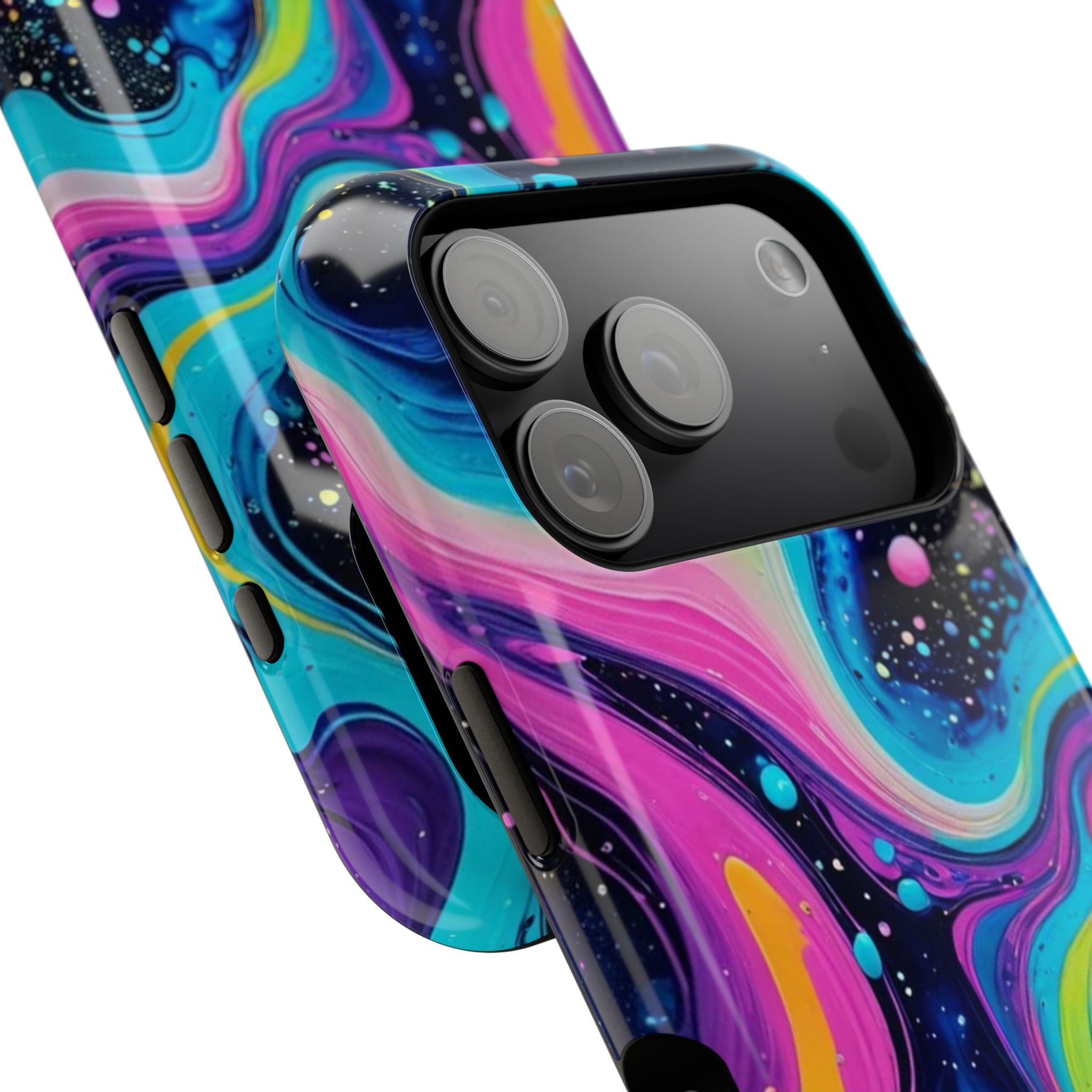 Impact-Resistant Phone Case — Neon Galaxy Swirl