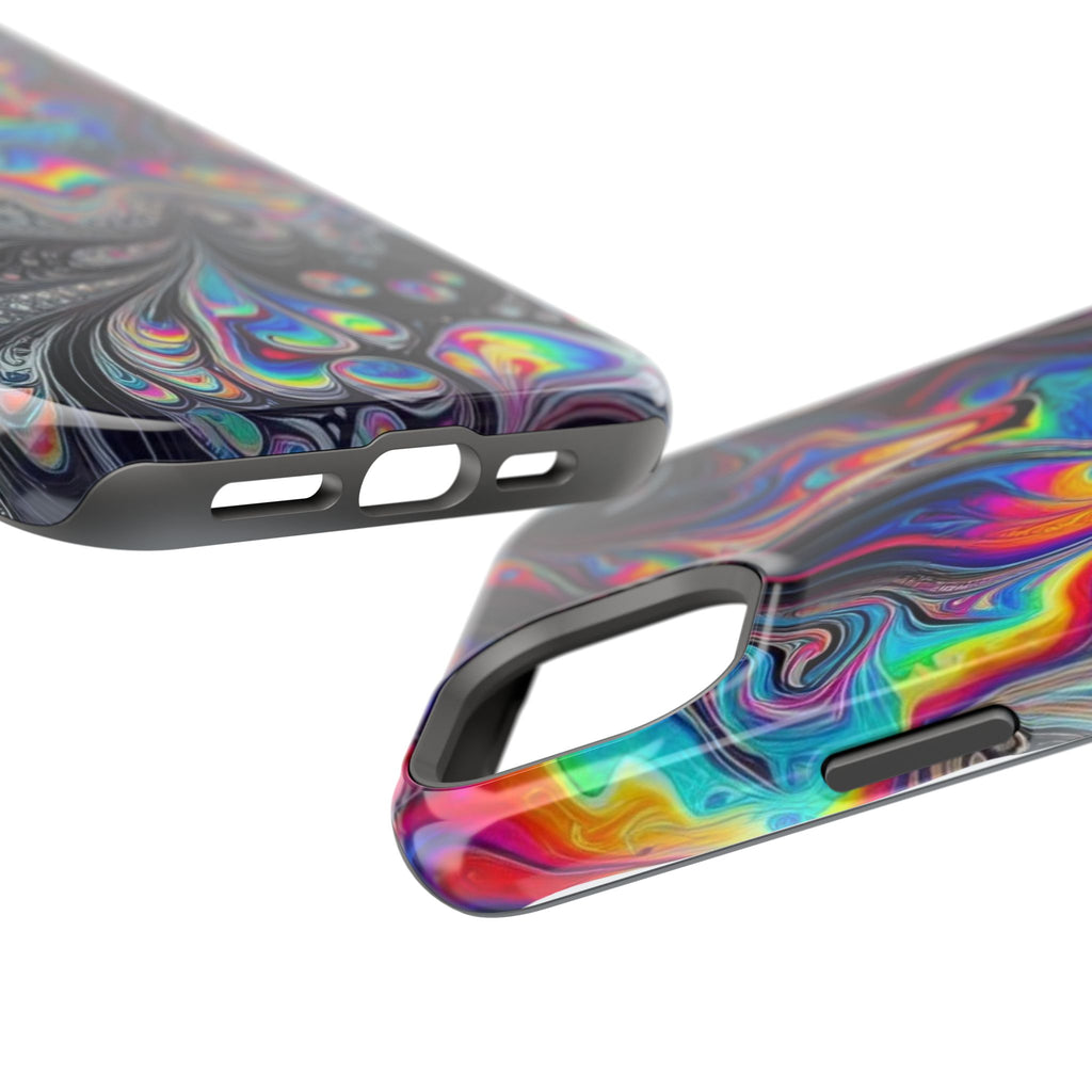 Impact-Resistant Phone Case — Iridescent Psychedelic Swirl