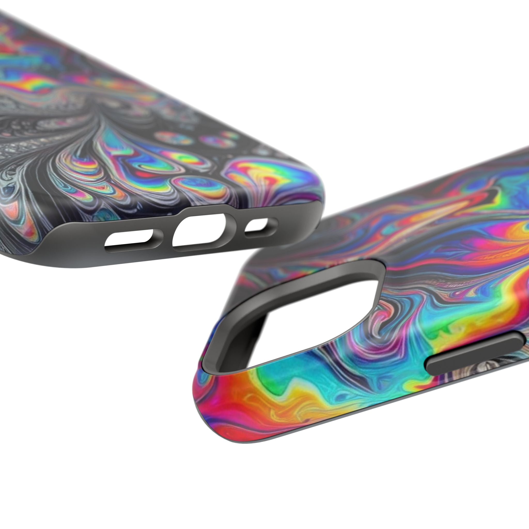 Impact-Resistant Phone Case — Iridescent Psychedelic Swirl