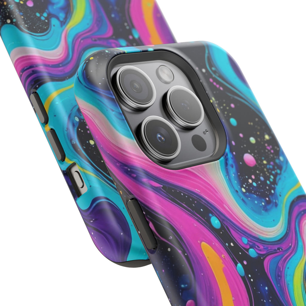 Impact-Resistant Phone Case — Neon Galaxy Swirl