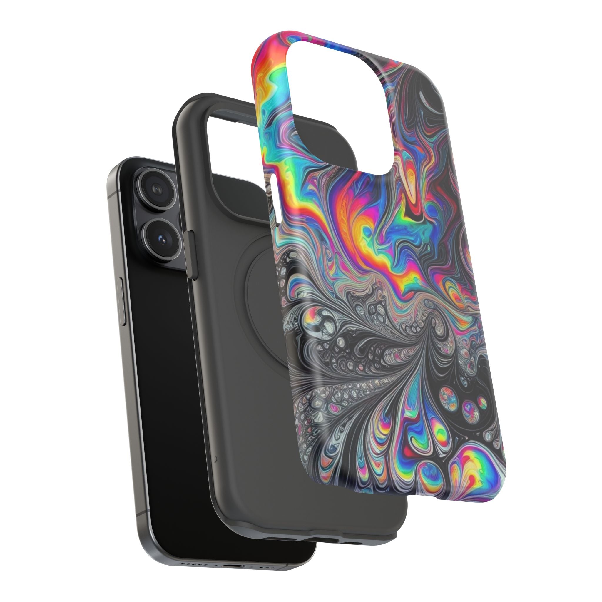 Impact-Resistant Phone Case — Iridescent Psychedelic Swirl