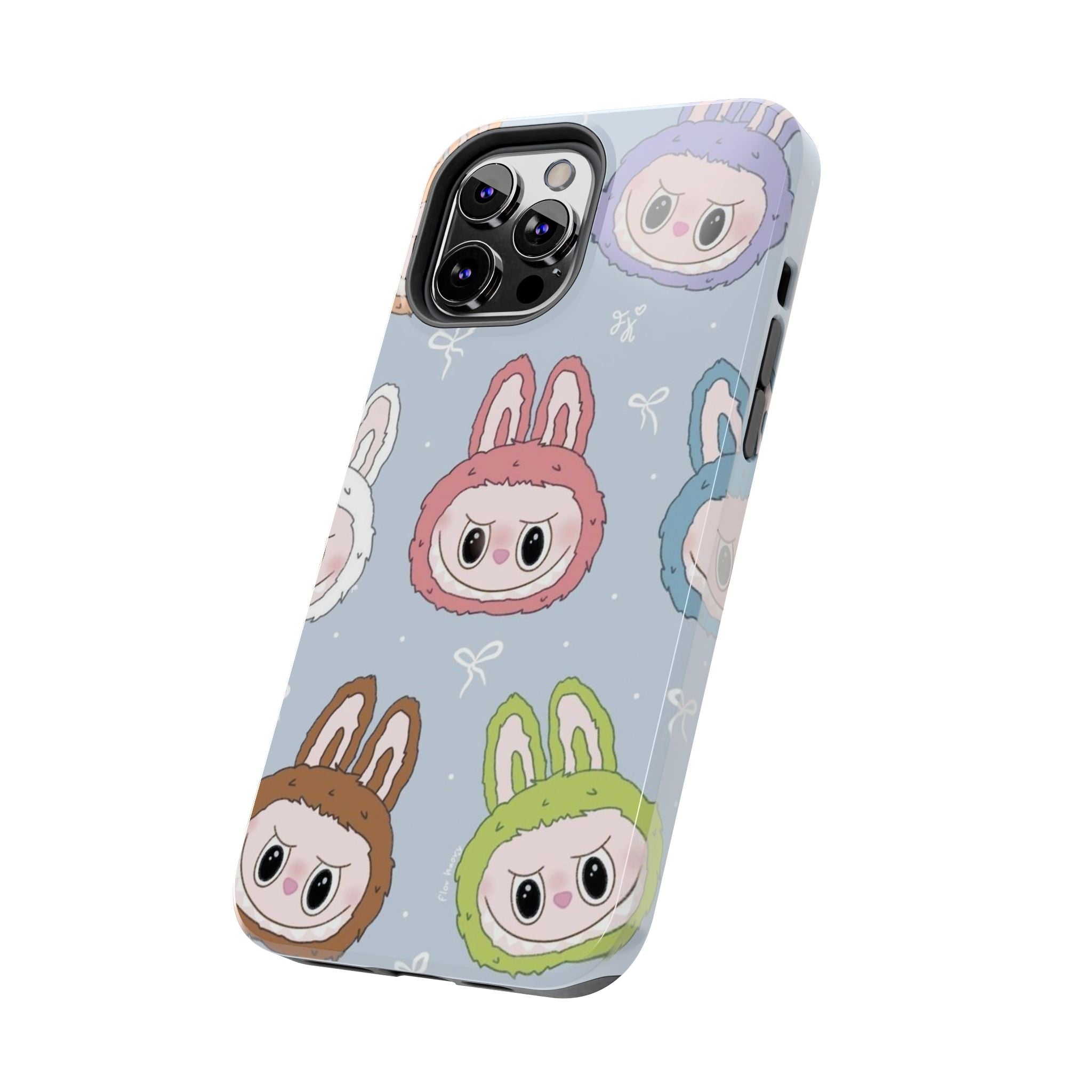 Kawaii Bunny Hood Faces Phone Case | Cute Pattern Pastel Protective Case