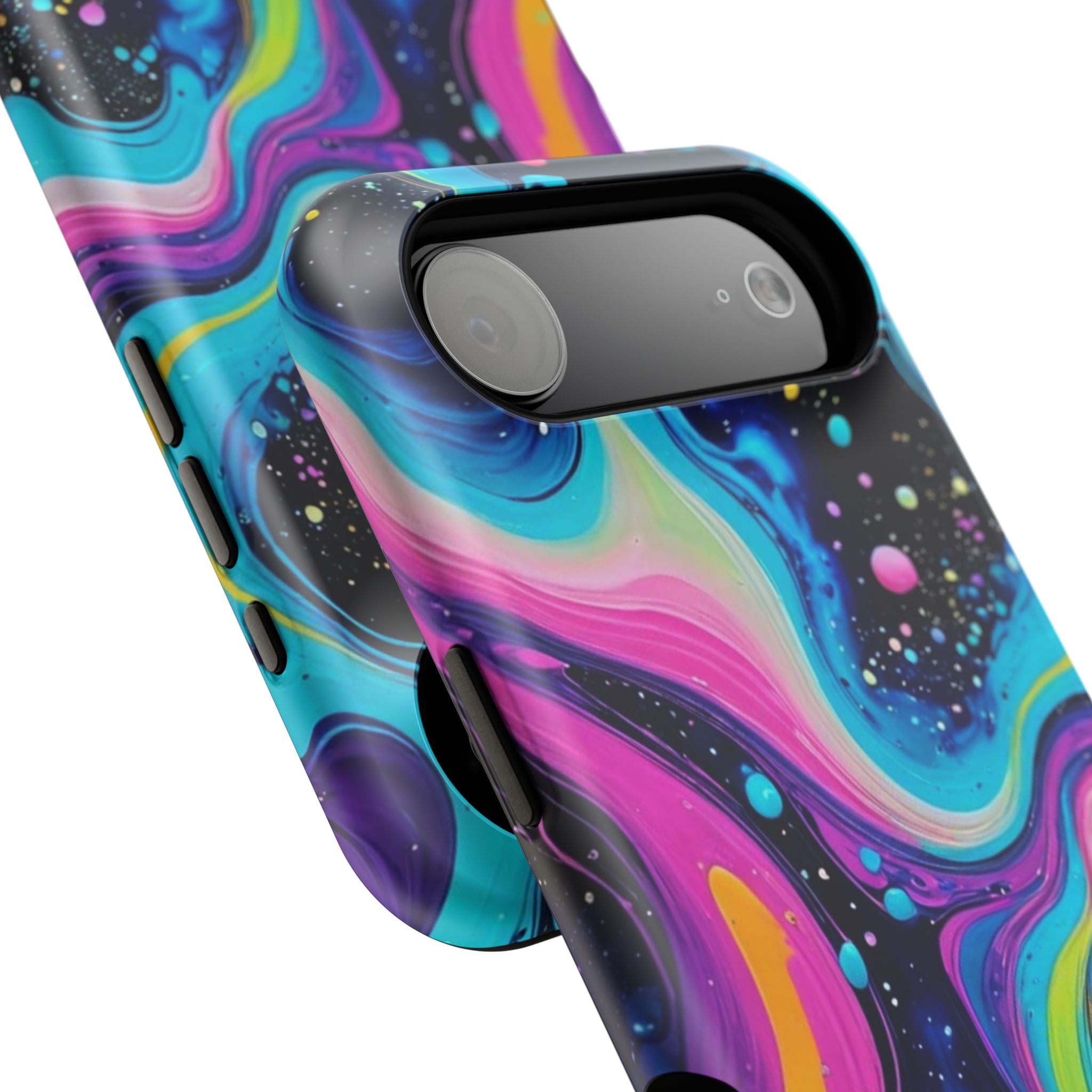 Impact-Resistant Phone Case — Neon Galaxy Swirl