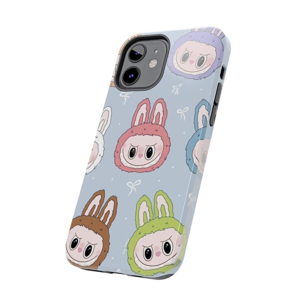 Kawaii Bunny Hood Faces Phone Case | Cute Pattern Pastel Protective Case