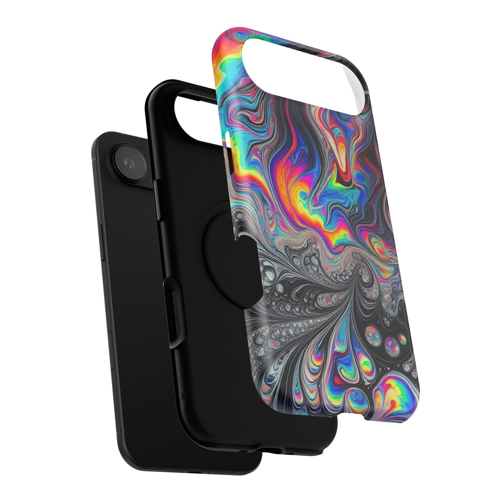 Impact-Resistant Phone Case — Iridescent Psychedelic Swirl