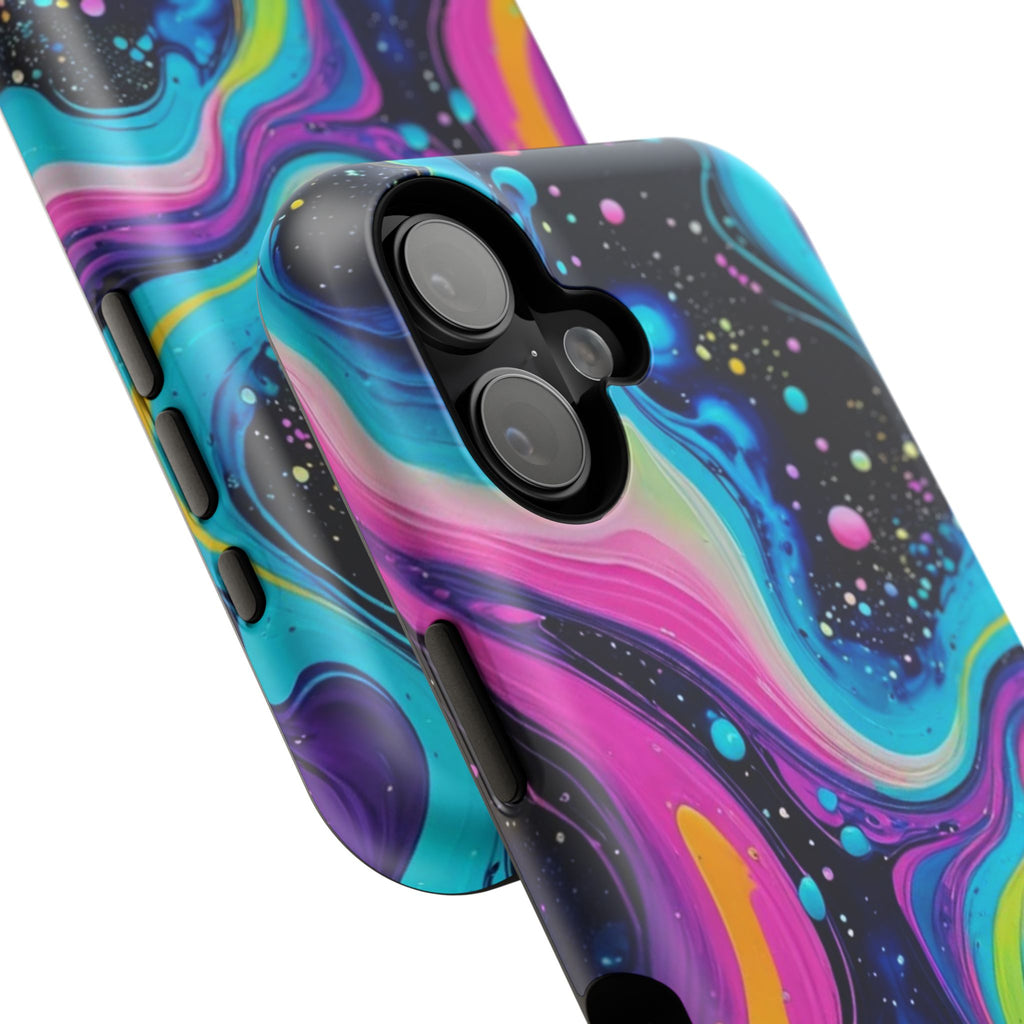 Impact-Resistant Phone Case — Neon Galaxy Swirl