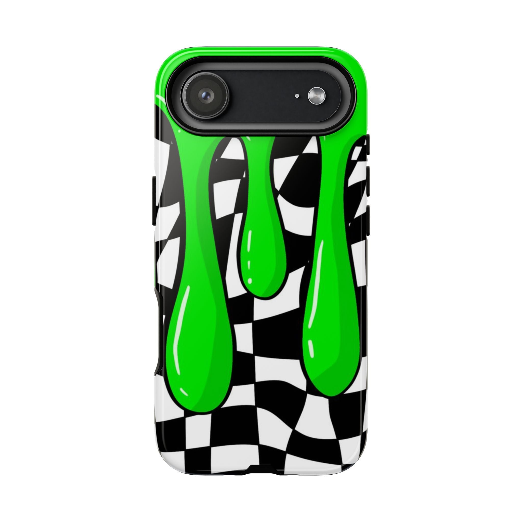 Green Slime Drip Checkerboard Phone Case | Tough Cases
