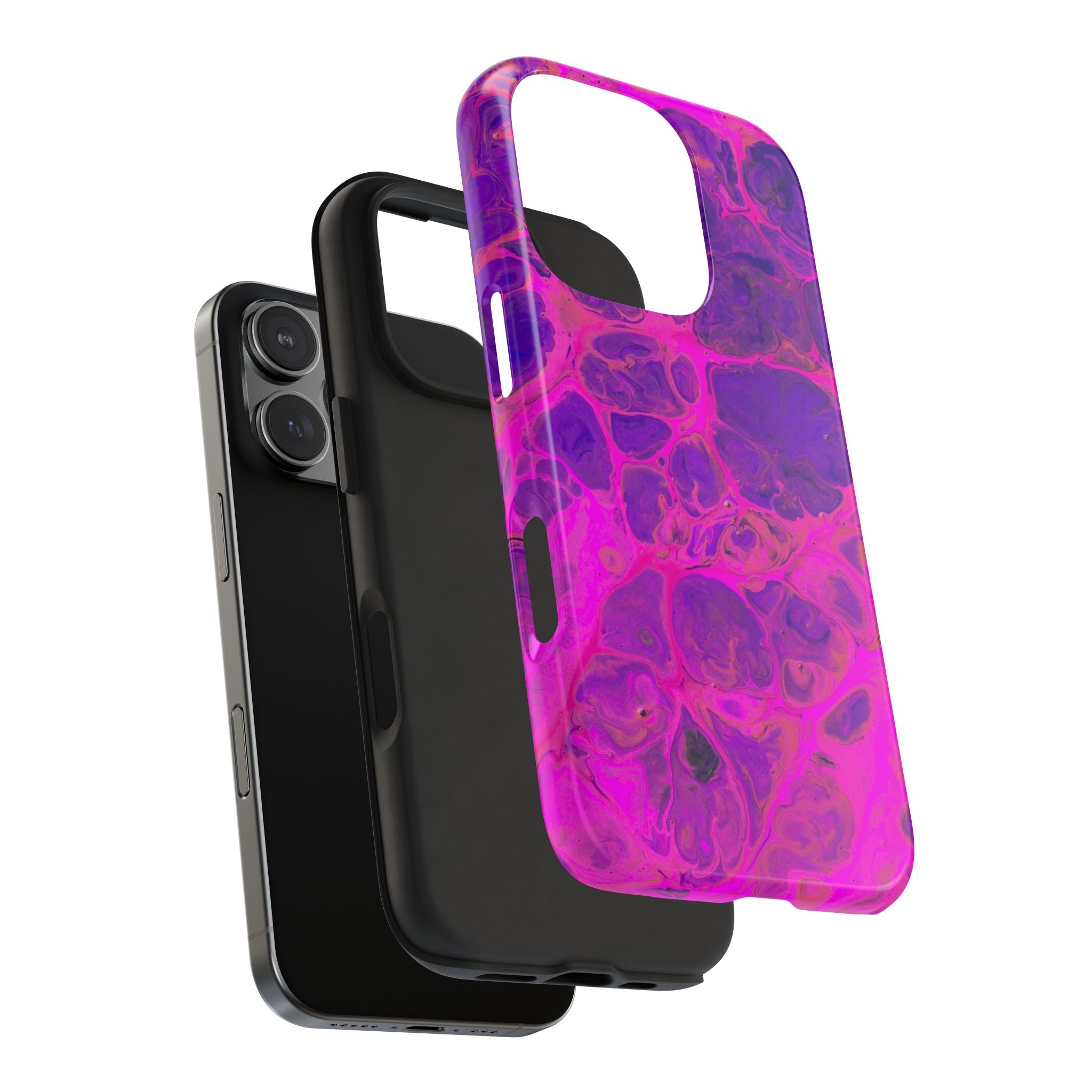 Pink Marble Tough Phone Case — Protective Abstract Swirl Design