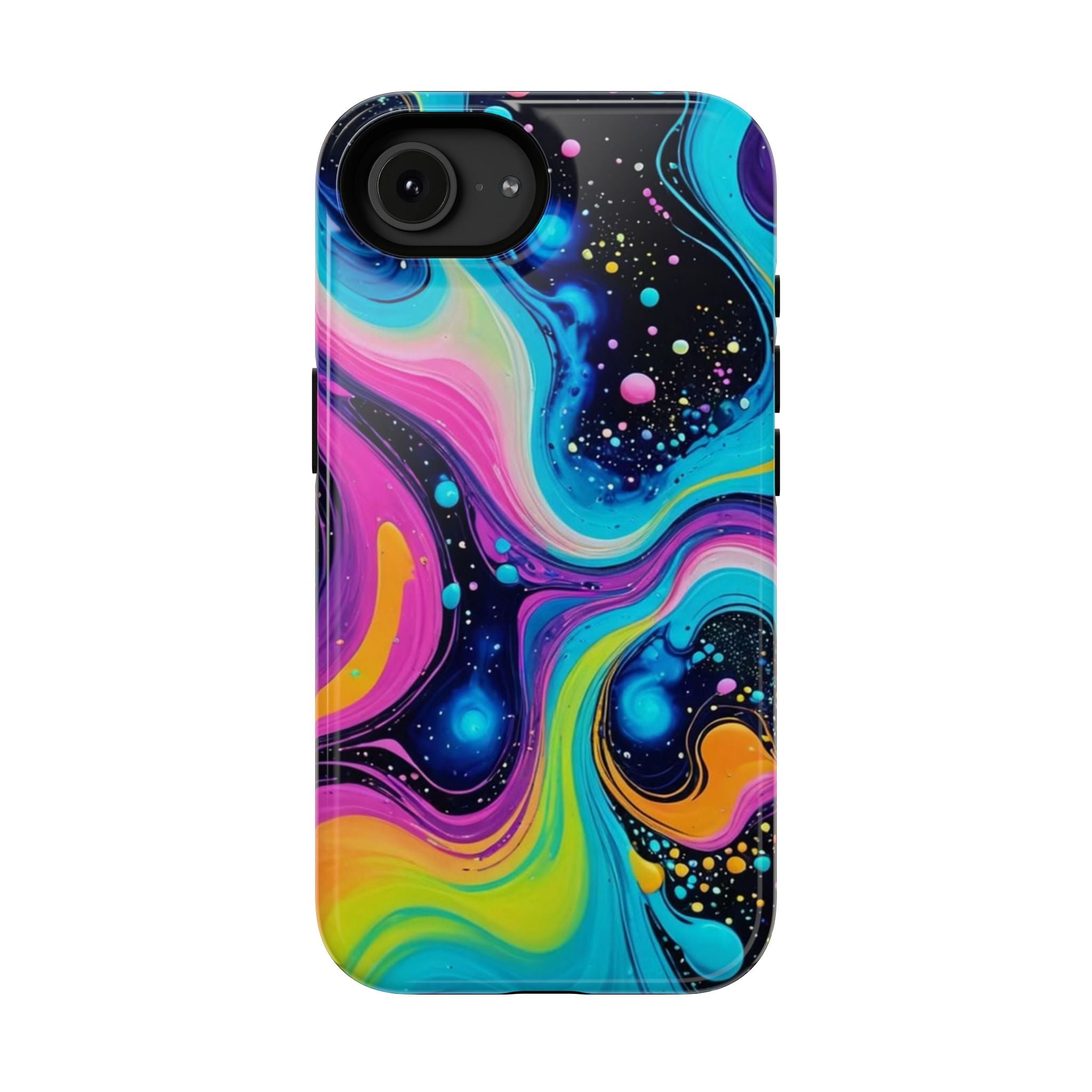 Impact-Resistant Phone Case — Neon Galaxy Swirl