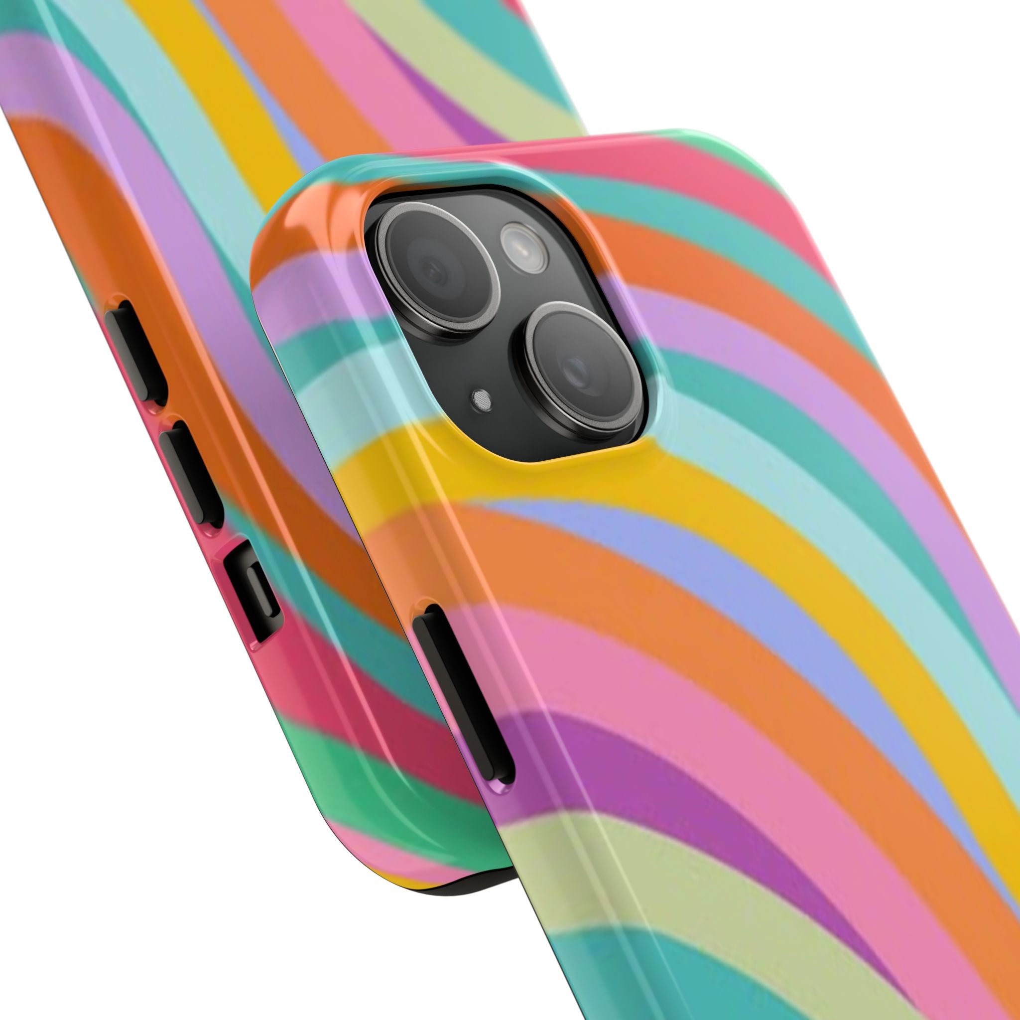 Retro Wavy Rainbow Stripes Phone Case | Colorful Abstract Pattern
