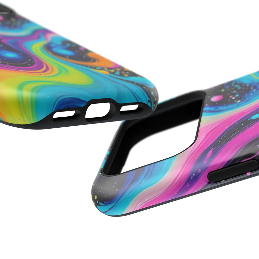 Impact-Resistant Phone Case — Neon Galaxy Swirl