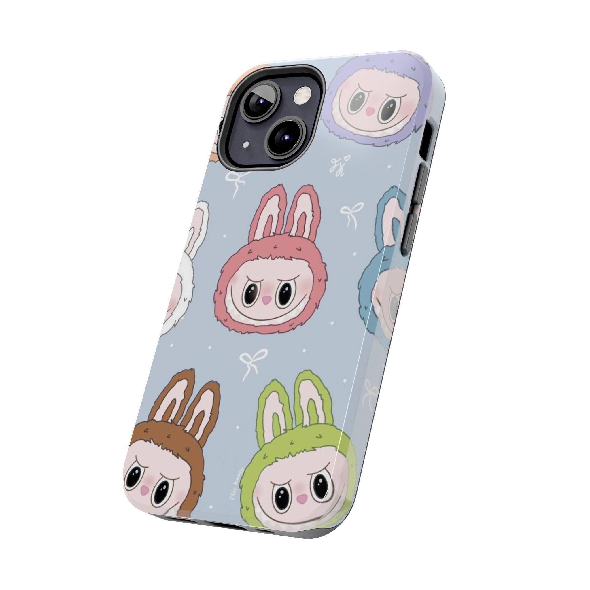 Kawaii Bunny Hood Faces Phone Case | Cute Pattern Pastel Protective Case