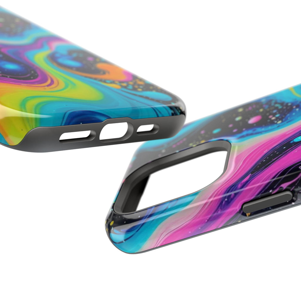 Impact-Resistant Phone Case — Neon Galaxy Swirl