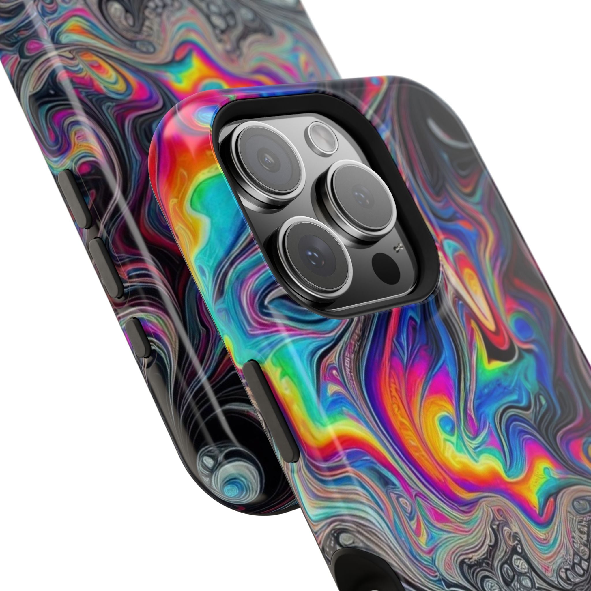 Impact-Resistant Phone Case — Iridescent Psychedelic Swirl