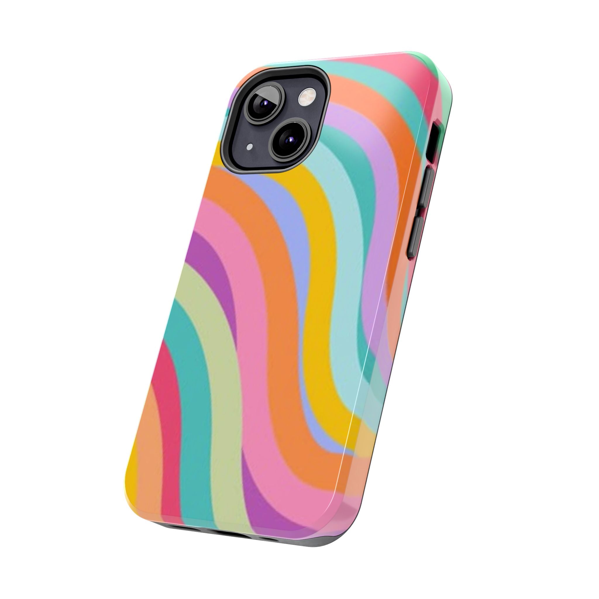 Retro Wavy Rainbow Stripes Phone Case | Colorful Abstract Pattern