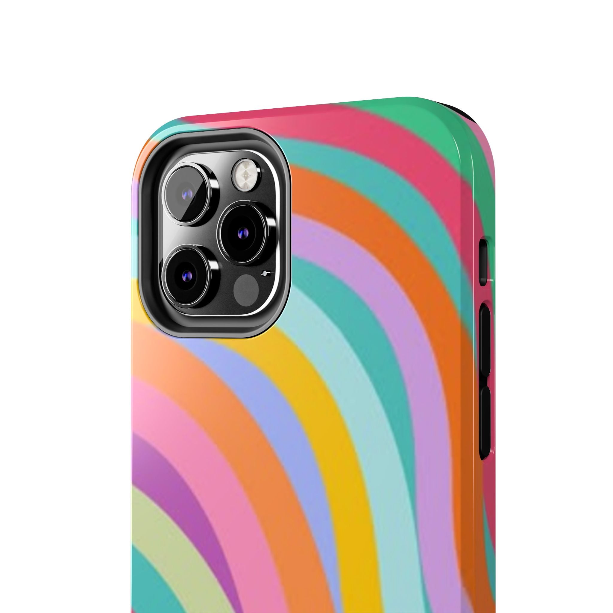 Retro Wavy Rainbow Stripes Phone Case | Colorful Abstract Pattern