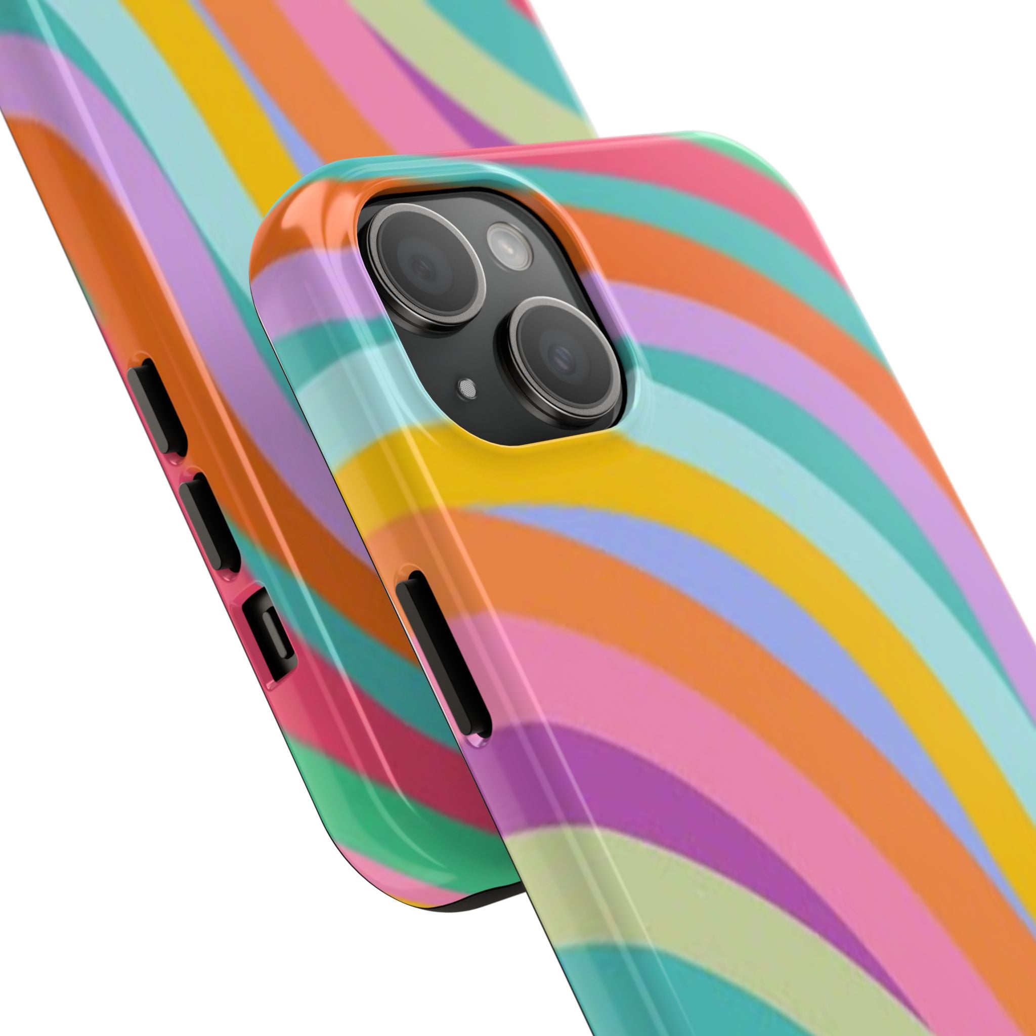Retro Wavy Rainbow Stripes Phone Case | Colorful Abstract Pattern