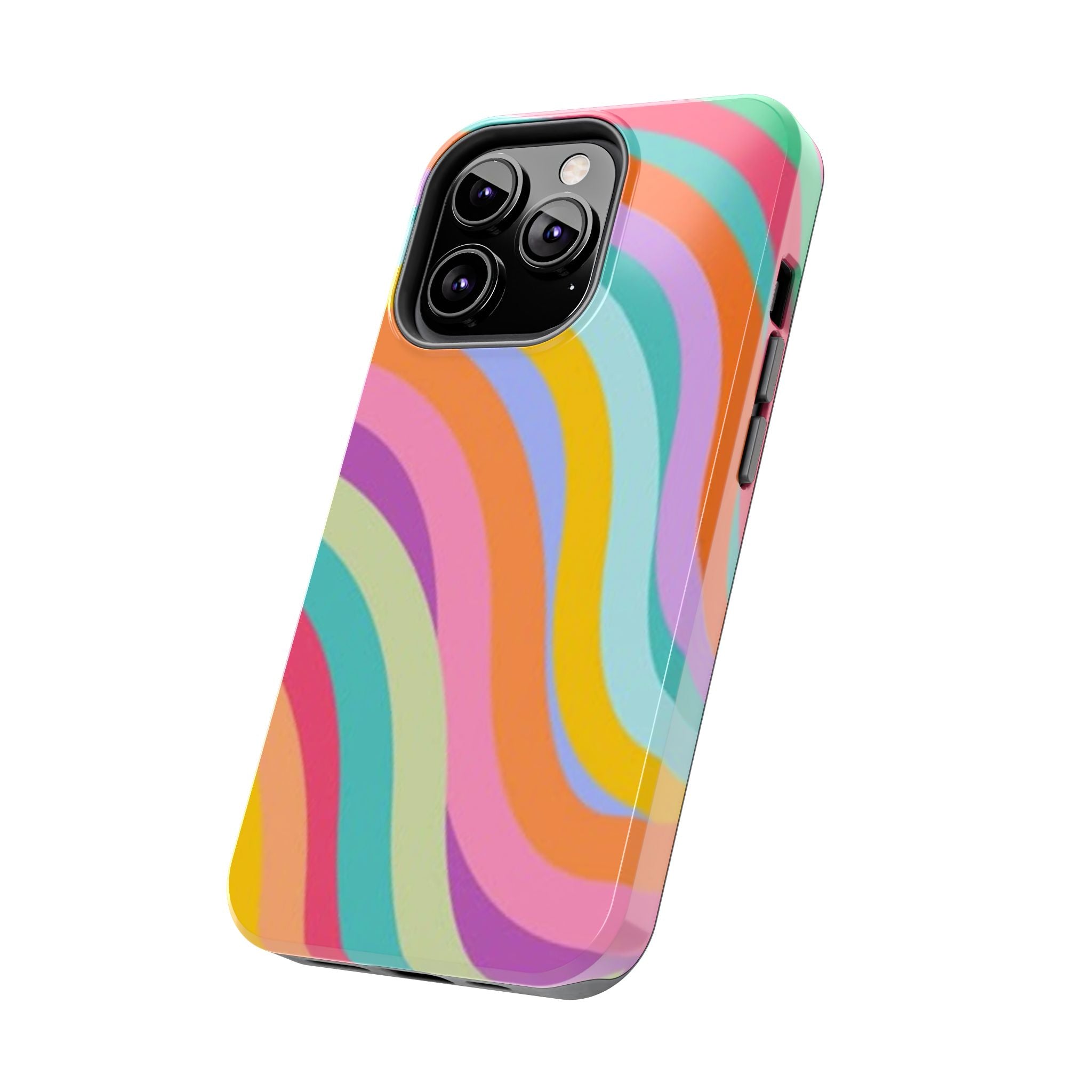 Retro Wavy Rainbow Stripes Phone Case | Colorful Abstract Pattern