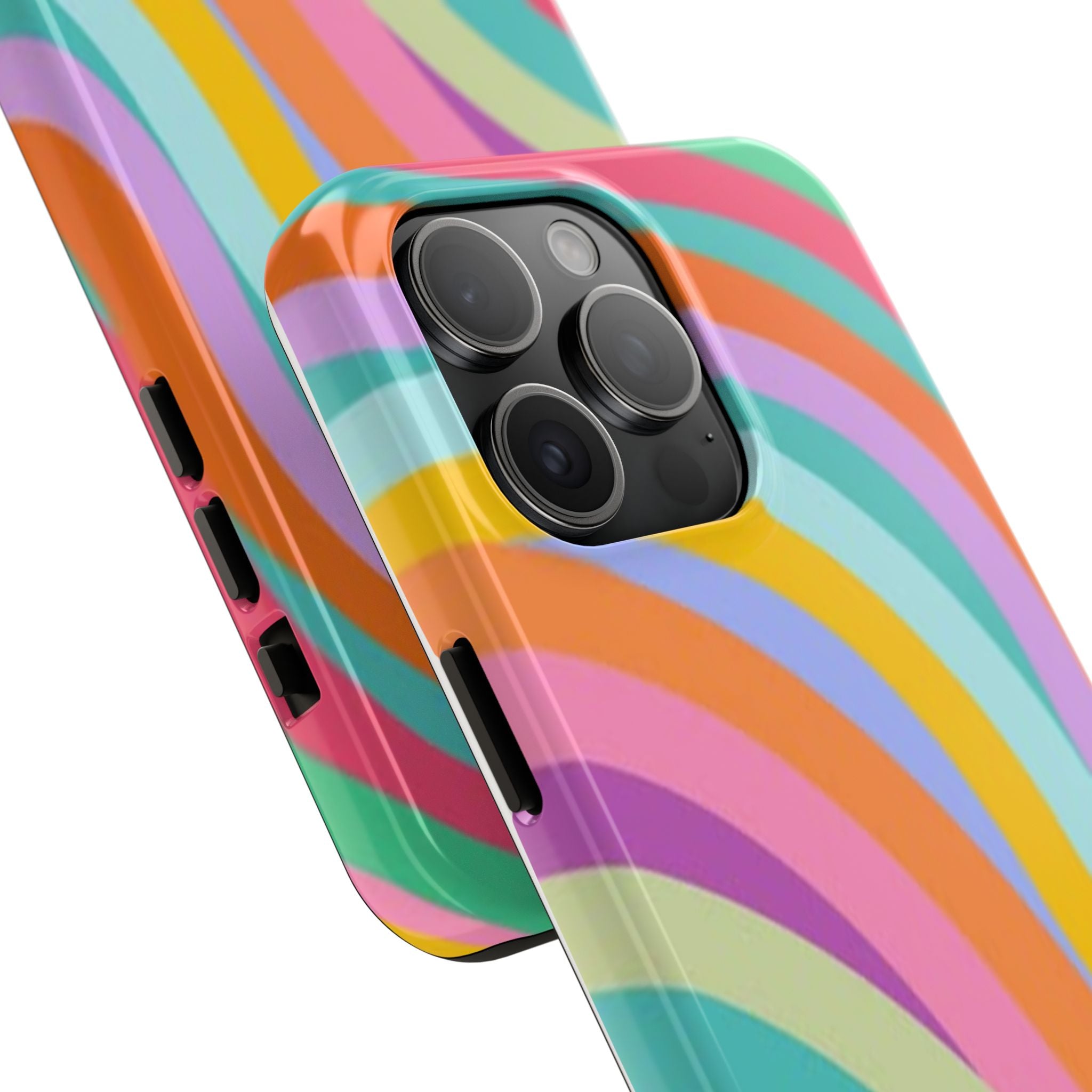 Retro Wavy Rainbow Stripes Phone Case | Colorful Abstract Pattern