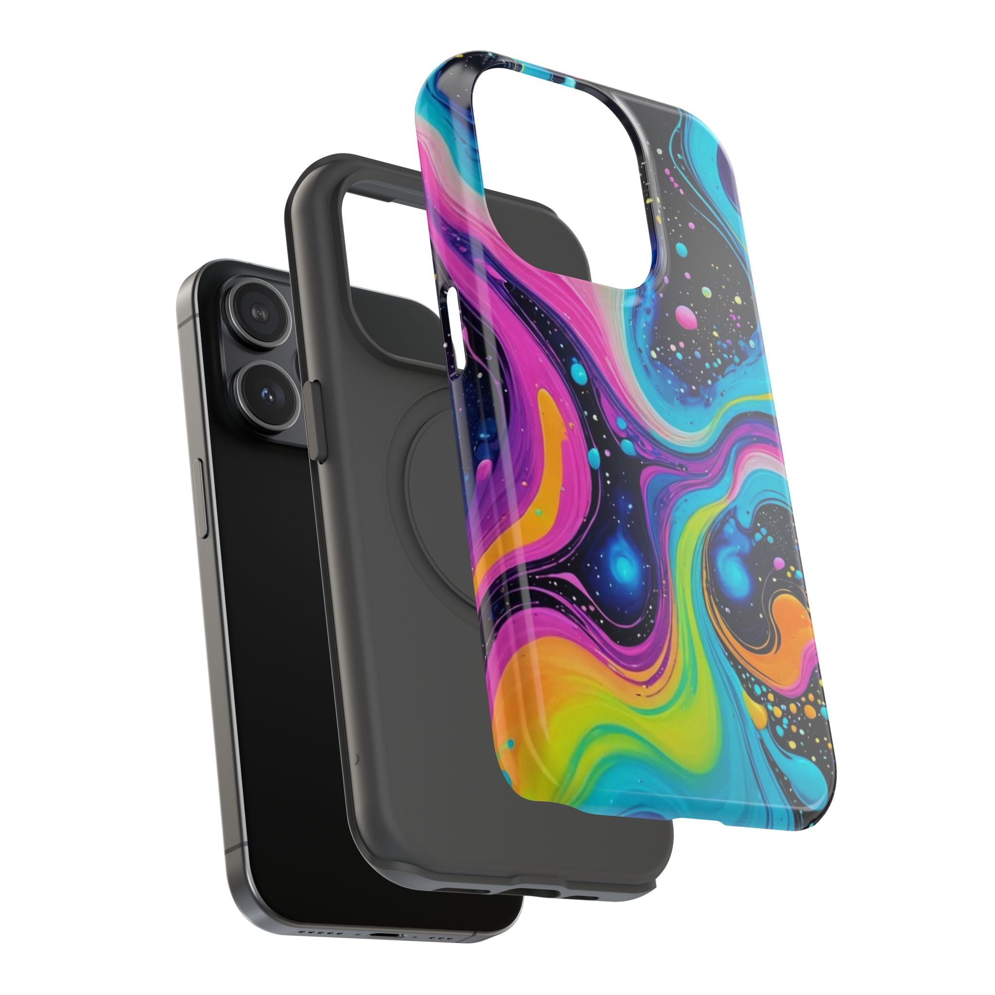 Impact-Resistant Phone Case — Neon Galaxy Swirl