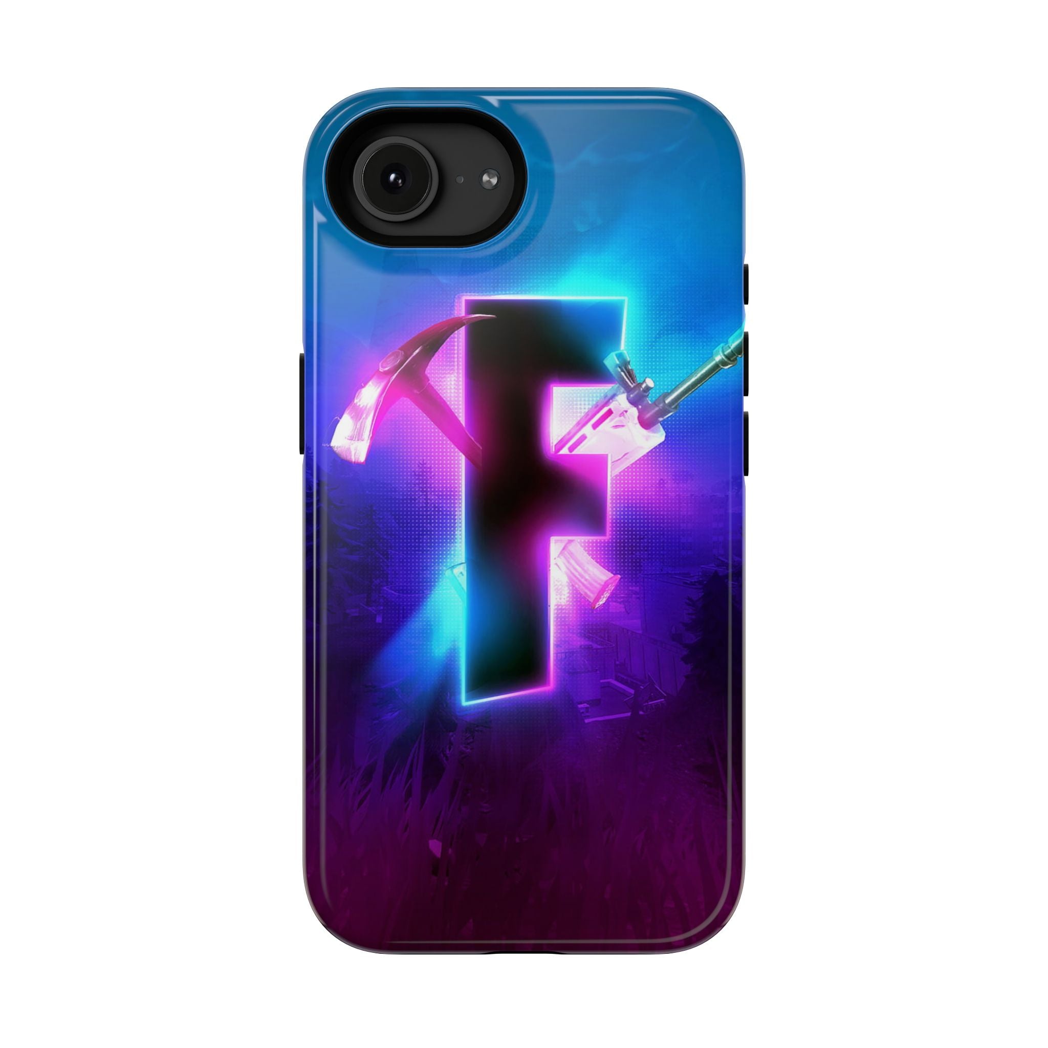 Fortnite Logo Impact-Resistant Phone Case — Neon Pickaxe Gamer Protective Cover