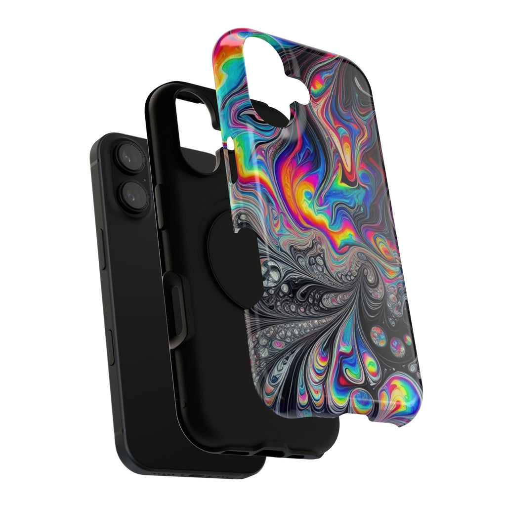 Impact-Resistant Phone Case — Iridescent Psychedelic Swirl