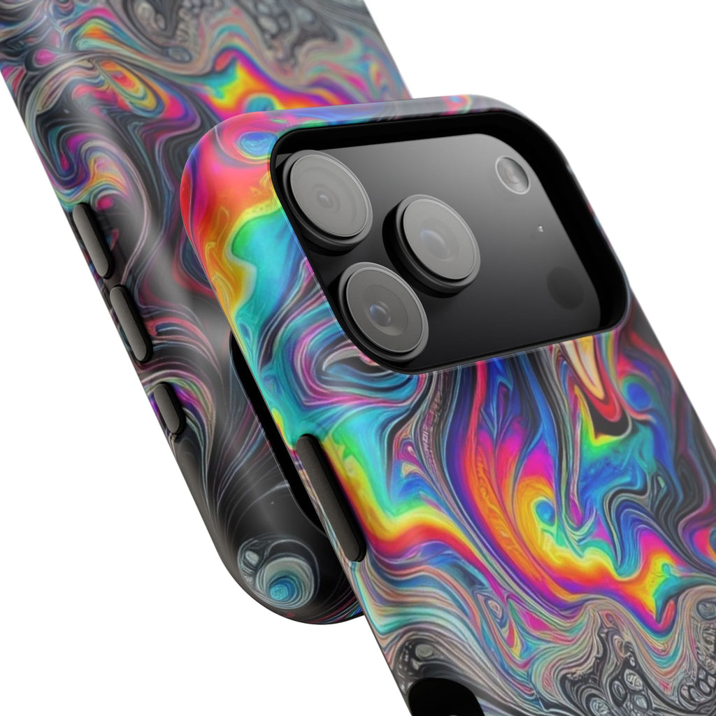 Impact-Resistant Phone Case — Iridescent Psychedelic Swirl