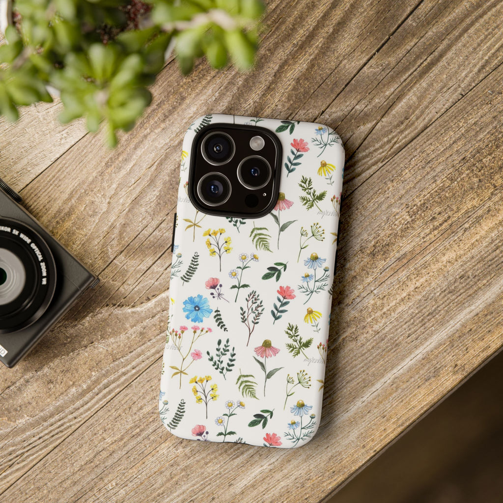 Wildflower Pattern Tough Case | Floral Phone Case, Botanical Print