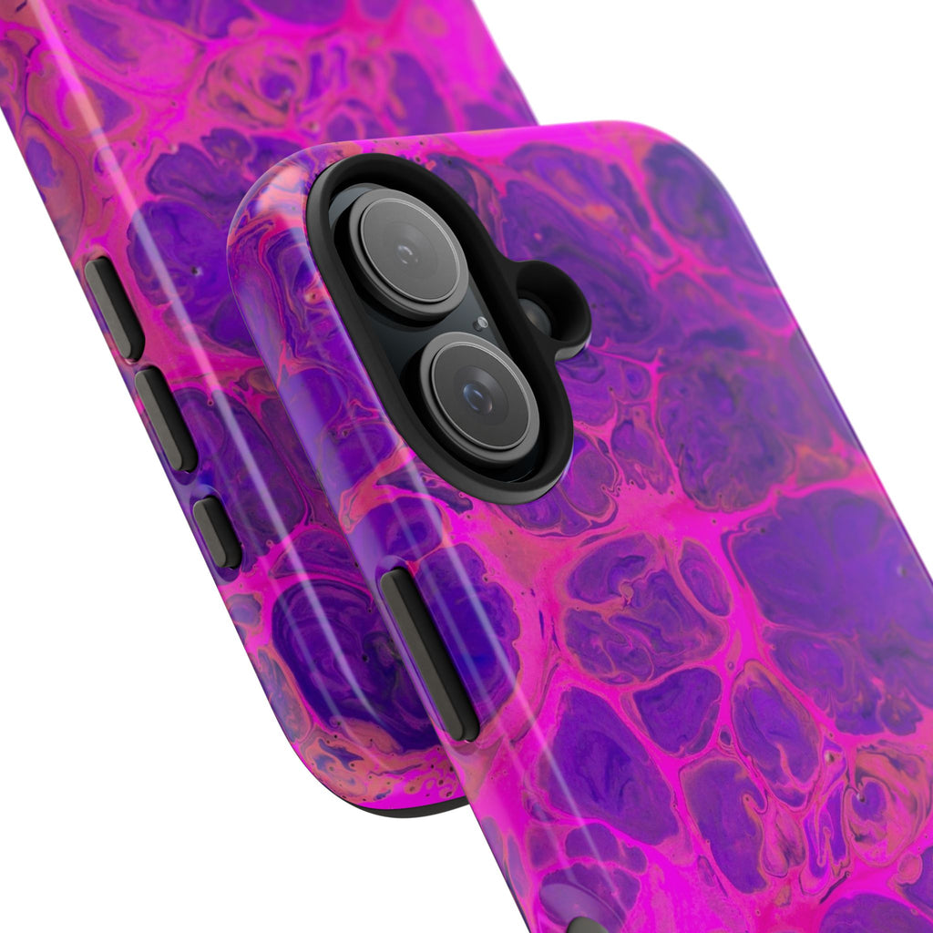 Pink Marble Tough Phone Case — Protective Abstract Swirl Design