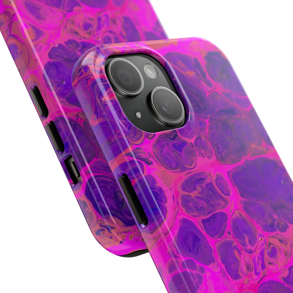 Pink Marble Tough Phone Case — Protective Abstract Swirl Design